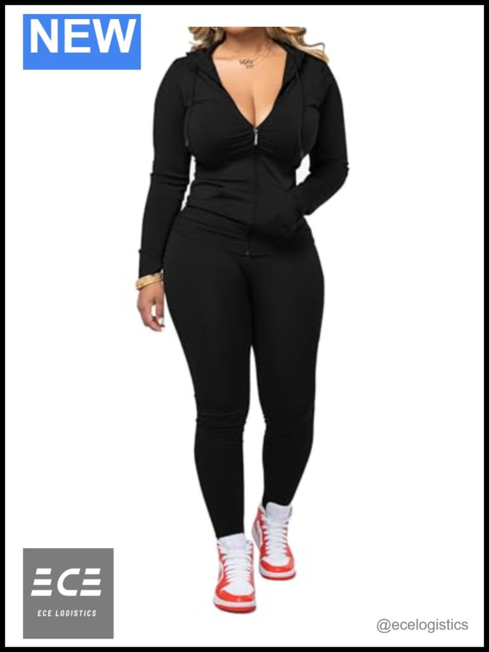 2 Piece Tracksuit Zip Hoodie Leggings Ruching Pocket Slim Fit